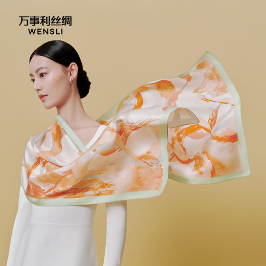 万事利送礼100%双面印花送礼长巾-墨上青山 商品图0