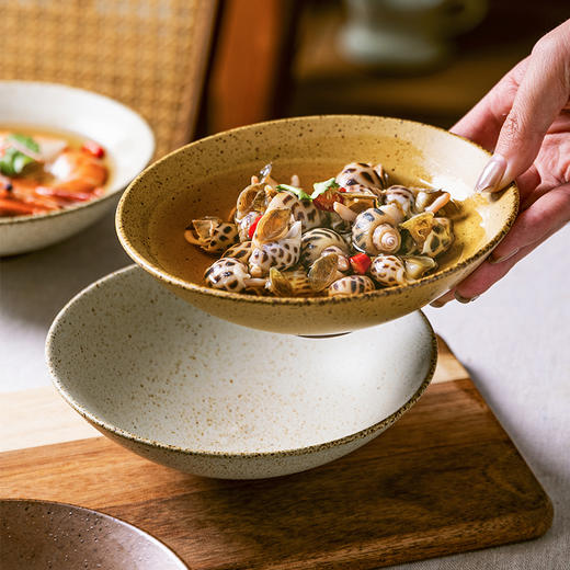 摩登主妇日式斗笠碗小号米饭碗家用餐具浅口摔酒碗陶瓷碗复古碗具 商品图1