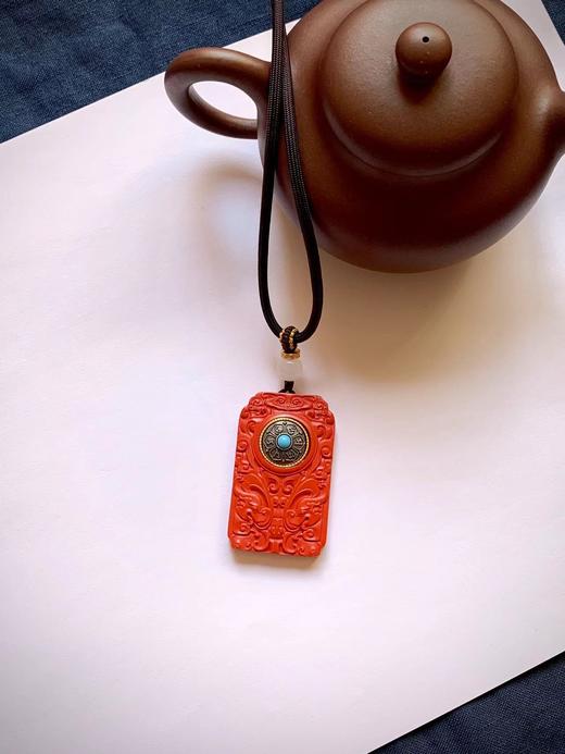 新款-道德经仿古纹红砂平安无事牌吊坠 饰品美物 商品图6