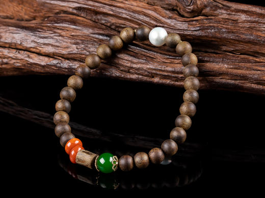 XY0042原创沉香DIY碧玉南红珍珠手串 商品图1