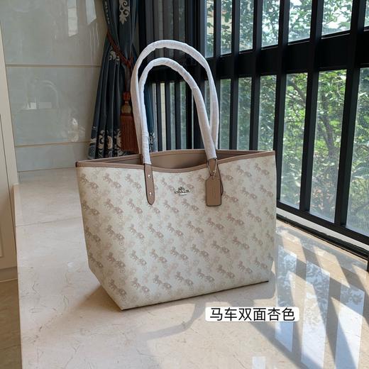 寇家小马车双面时尚女士单肩手提tote包包通勤便携百搭大容量托特包购物袋 商品图4