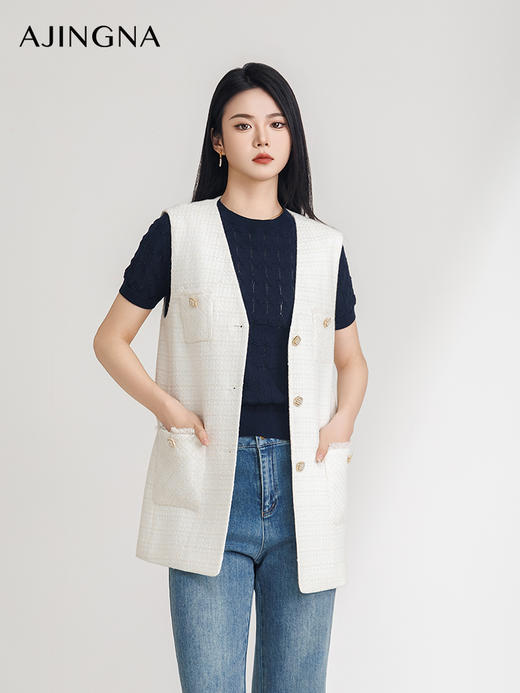 【商场同款】阿菁娜2025春季新款宽松小香风马甲A30C103003 商品图1