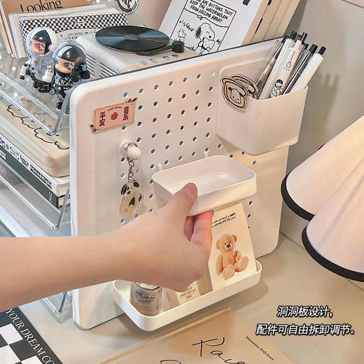 【多功能大容量！洞洞板文件架】桌面收纳架女生工位改造神器文具A4纸办公桌文件多层置物架。ry 商品图2