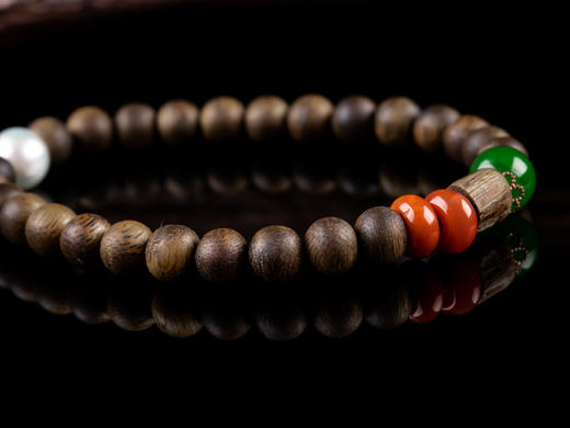 XY0042原创沉香DIY碧玉南红珍珠手串 商品图5