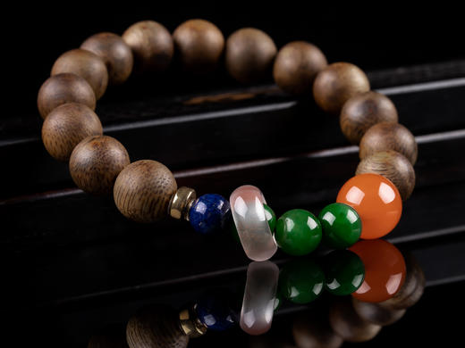 XY0056原创沉香DIY碧玉南红手串10mm 商品图4