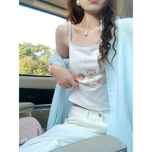 <曾小咸推荐>白色吊带背心 日常79.99/件 立减40 秒杀39.99/件！！薄荷蓝衬衫 日常149.99/件立减60 秒杀89.99/件!! 商品图1