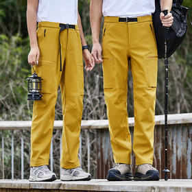 LUCKY DEER冬季全热封防水软壳裤男女款工装运动休闲户外直筒冲锋裤（裤子附腰带）