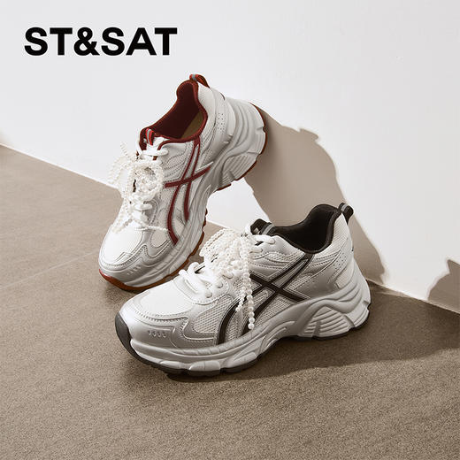 星期六珍珠女孩轻盈舒适运动老爹鞋SSD1112E1W 商品图9