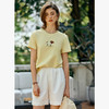 OLrain欧芮儿珠片绣刺绣圆领黄色T恤女春季2025新款宽松休闲上衣 商品缩略图0