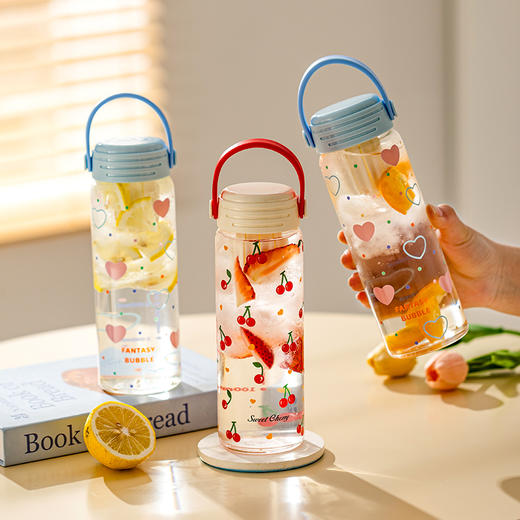 摩登主妇带提手玻璃杯大容量水杯女2025新款杯子高颜值茶水分离杯 商品图0