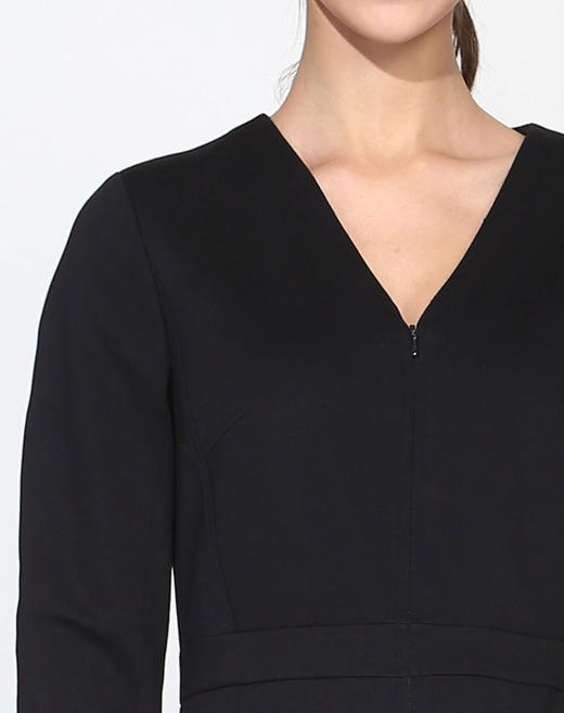 4893915746974 EQ:IQ 黑色V领拉链长袖连衣裙 商品图3