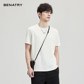 贝纳川春夏季纯色圆领短袖T恤ECF114112