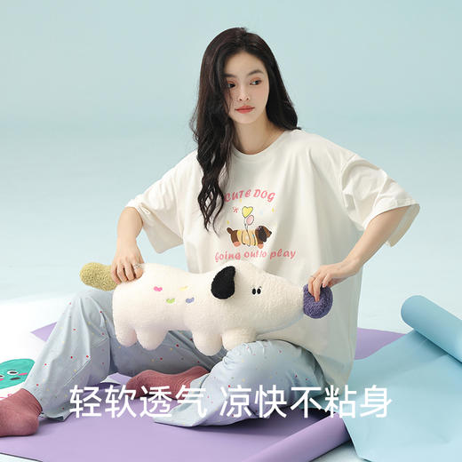 【抗菌新疆棉】自然醒「糖水日记」纯棉可爱睡衣女春秋款夏季短袖长裤家居服套装夏天夏款JLM 商品图3