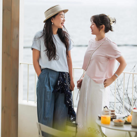 【林栖设计小店】棉混纺T恤短袖多色简约百搭宽松显瘦2025春夏新品针织上衣女1952135 商品图5