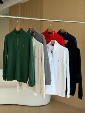 拉夫同款半拉链立领修身纯棉男女商务休闲针织毛衣卫衣