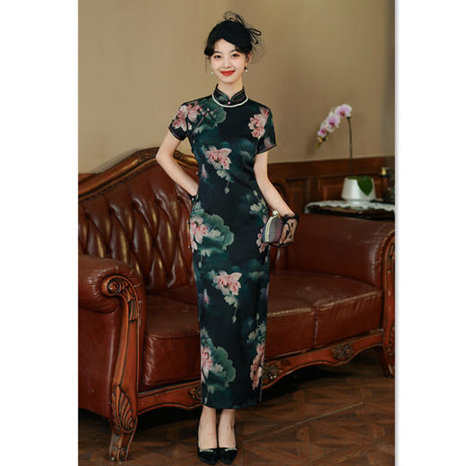 港风阔太太长款短袖旗袍GX36537 商品图2