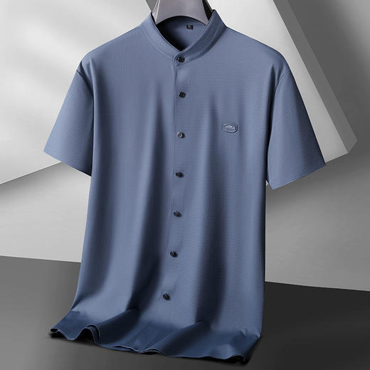 【DK】大依优型大码中国风小立领短袖衬衫男加肥码夏季免烫上衣肥佬冰丝衬衣胖子 商品图5
