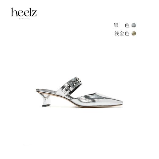 heelz设计师手工鞋履 ｜H几何繁花条带 穆勒鞋45mm 商品图2