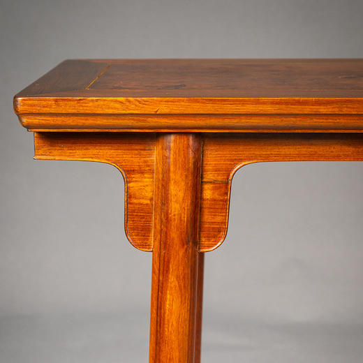 红木镶瘿木面夹头榫刀牙板平头案 商品图1