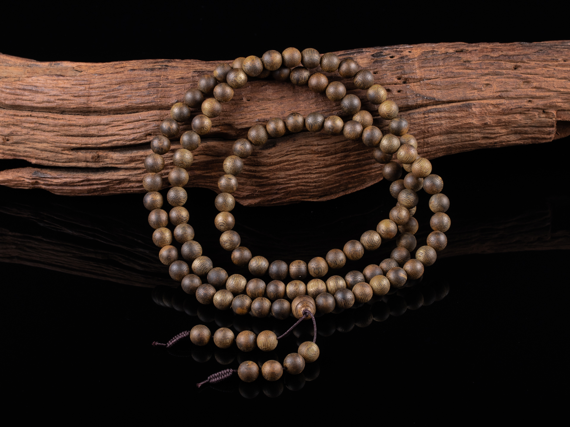 XY0057天然沉香圆珠多圈手链108佛珠