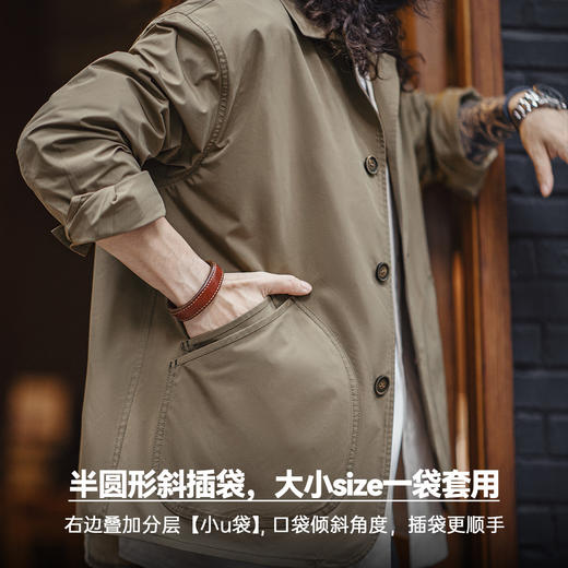 工装优选法式复古斜插袋工装夹克薄款梭织翻领休闲廓形外套男春 商品图3