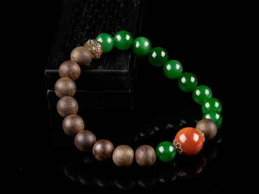 XY0026原创沉香DIY碧玉南红手串 商品图2