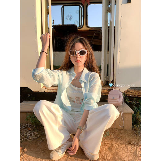 <曾小咸推荐>白色吊带背心 日常79.99/件 立减40 秒杀39.99/件！！薄荷蓝衬衫 日常149.99/件立减60 秒杀89.99/件!! 商品图4