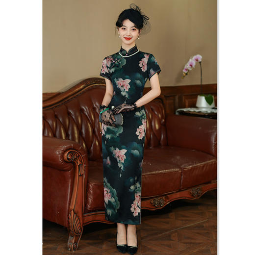 港风阔太太长款短袖旗袍GX36537 商品图3