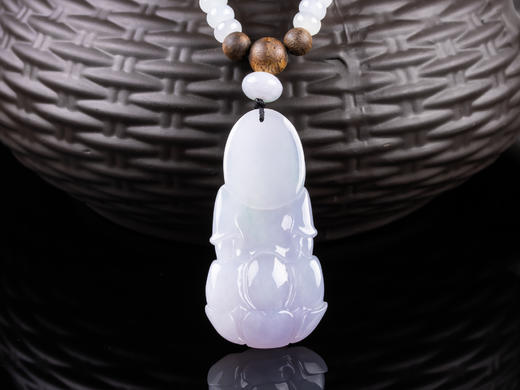 XY0091原创DIY沉香翡翠珠链+紫罗兰翡翠观音挂件 商品图3