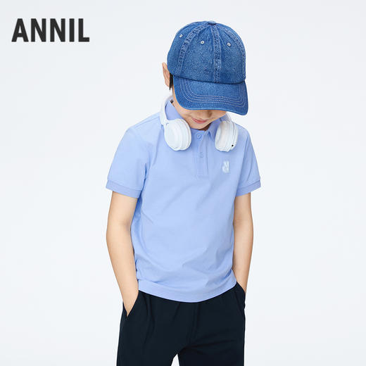 男童翻领SORONA短袖针织衫夏季新款安奈儿童装EB521175 商品图1