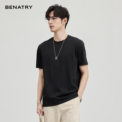 贝纳川春夏季纯色圆领短袖T恤ECF114112 商品图4