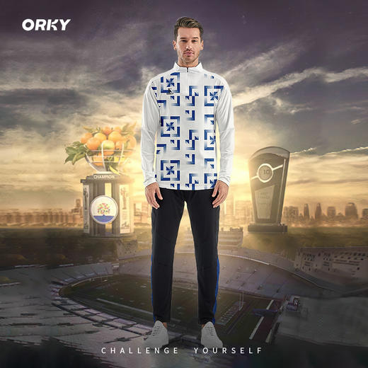 ORKY沃恺秋冬长袖足球训练服套装男定制半拉链修身套头衫运动外套 商品图4