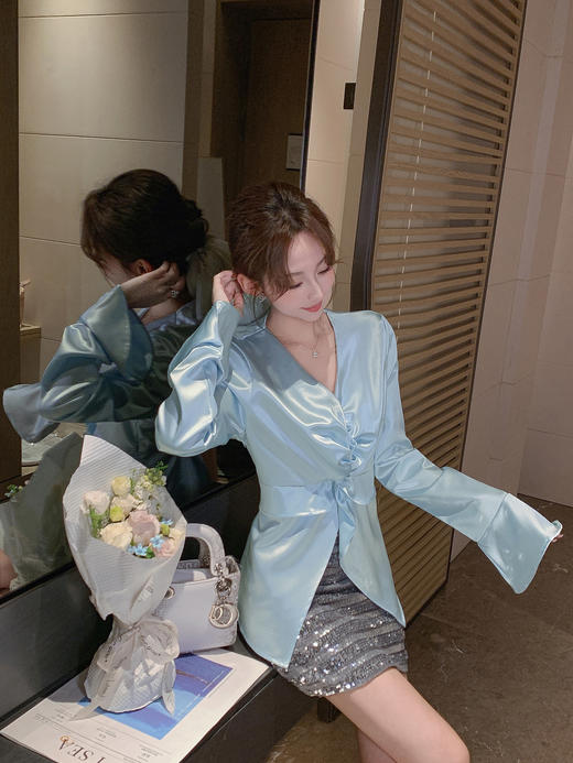 张心子【璀璨生辉】春夏高腰百搭通勤亮片半身裙 U2502053 商品图8