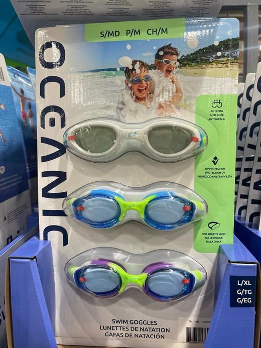 泳镜来了📣S/M是儿童款，L/XL是成人款！Oceanic泳镜防雾防紫外线防眩目三个装，美国🇺🇸直邮特价255元 商品图2