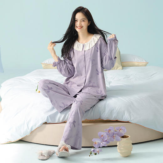【抗菌新疆棉】自然醒「霓虹甜心」睡衣女士春秋季纯棉长袖开衫套装韩版甜美少女休闲宽松家居服JLM 商品图7
