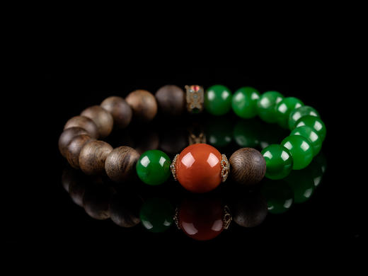 XY0026原创沉香DIY碧玉南红手串 商品图5