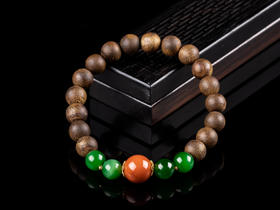 XY0010原创沉香DIY碧玉单圈手串