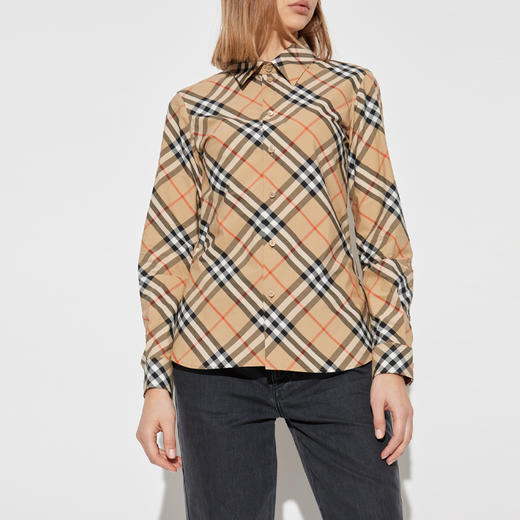 BURBERRY 巴宝莉 女士棉质格纹长袖衬衫 格子 8106163 B9368 商品图1