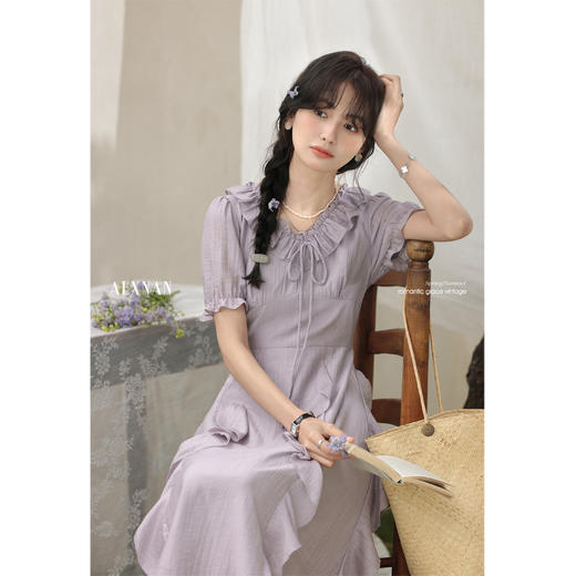 【6折秒杀】鹿向南「紫霞织梦」连衣裙L53520 商品图2