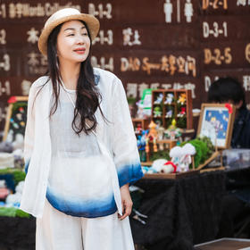 【林栖设计小店】苎麻植物染长袖衬衫2025夏季新品宽松纽扣透气上衣女1952006-1952006B