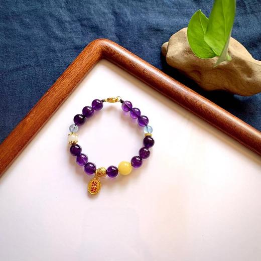 新款-紫水晶蜜蜡创意手链 饰品美物 商品图1
