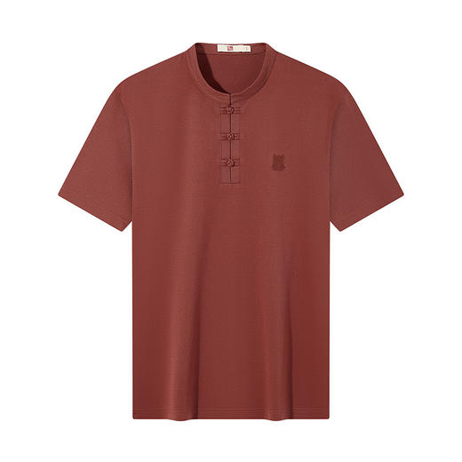 【刘冠逸同款】柒牌男士短袖POLO衫2025夏季薄款中国风盘扣休闲上衣128T72260 商品图5