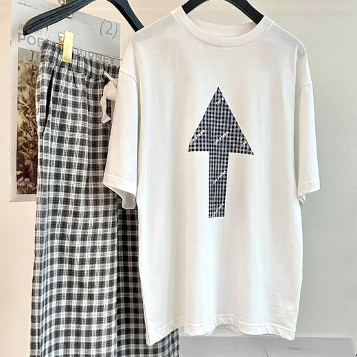 顺丰包邮洛诗琳12601夏季新款简约印花休闲宽松落肩T恤女10305 商品图4