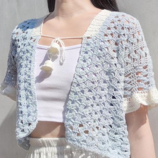 苏苏姐家小铃兰开衫手工DIY编织钩针棉麻衣服毛线团材料包 商品图2