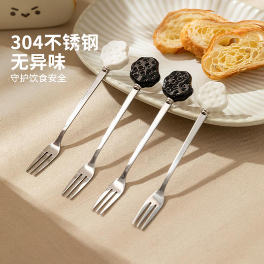 摩登主妇水果叉子收纳罐不锈钢水果签轻奢高级感可爱儿童甜品叉子 商品图1