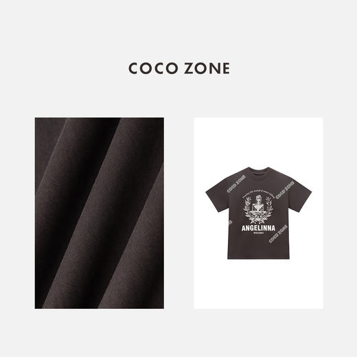 COCO ZONE 纯色字母印花短袖T恤百搭圆领上衣CC1B1400 商品图2