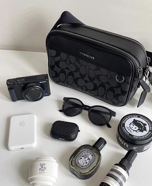 男士单肩相机斜挎包老花邮差包时尚手机腰包男款 商品图4