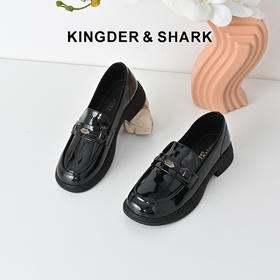 经典鲨2025年春季新款百搭黑色一脚蹬平底通勤乐福鞋单鞋女KC19-517021