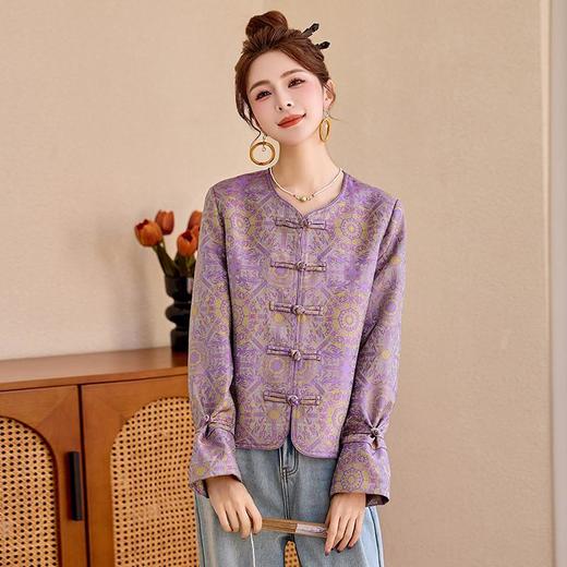 新中式复古提花宋锦唐装，气质高雅百搭盘扣短款外套HR-RSLD2803 商品图0