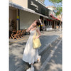 <曾小咸推荐>韩系甜美风白色V领长短款吊带连衣裙 商品缩略图3